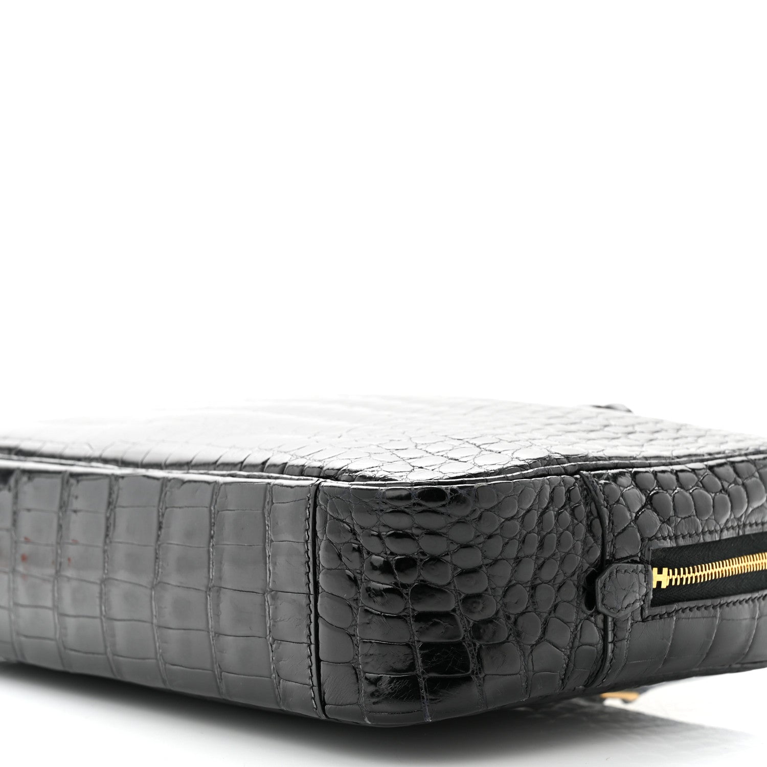 Hermes Shiny Porosus Crocodile Plume Elan 28 Black 9 of 9