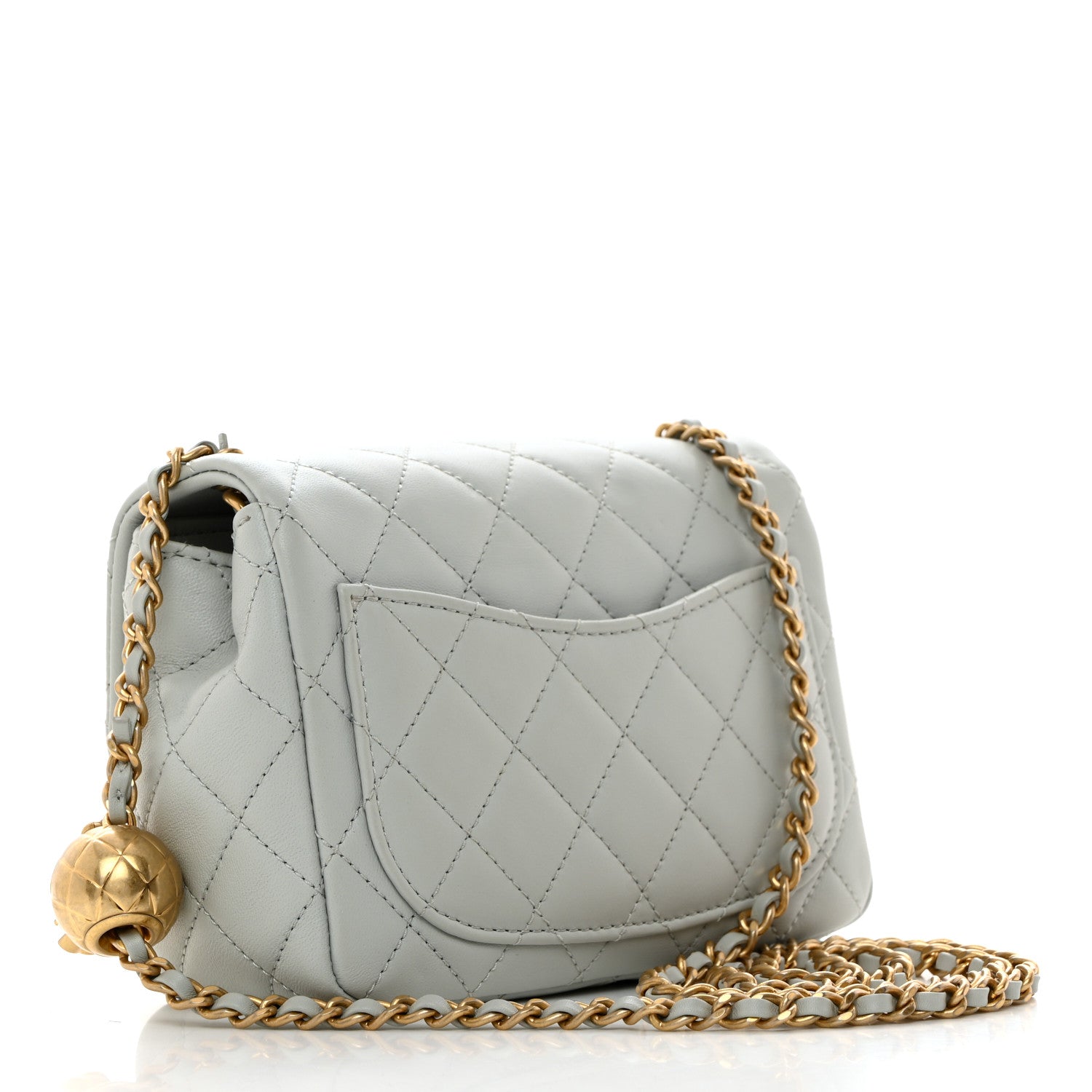 Chanel Lambskin Quilted Mini Pearl Crush Flap Light Grey 2 of 10