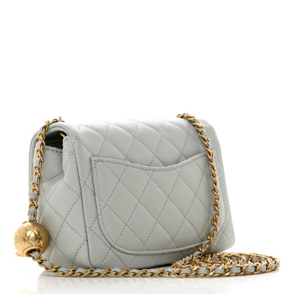 Chanel Lambskin Quilted Mini Pearl Crush Flap Light Grey 2 of 10