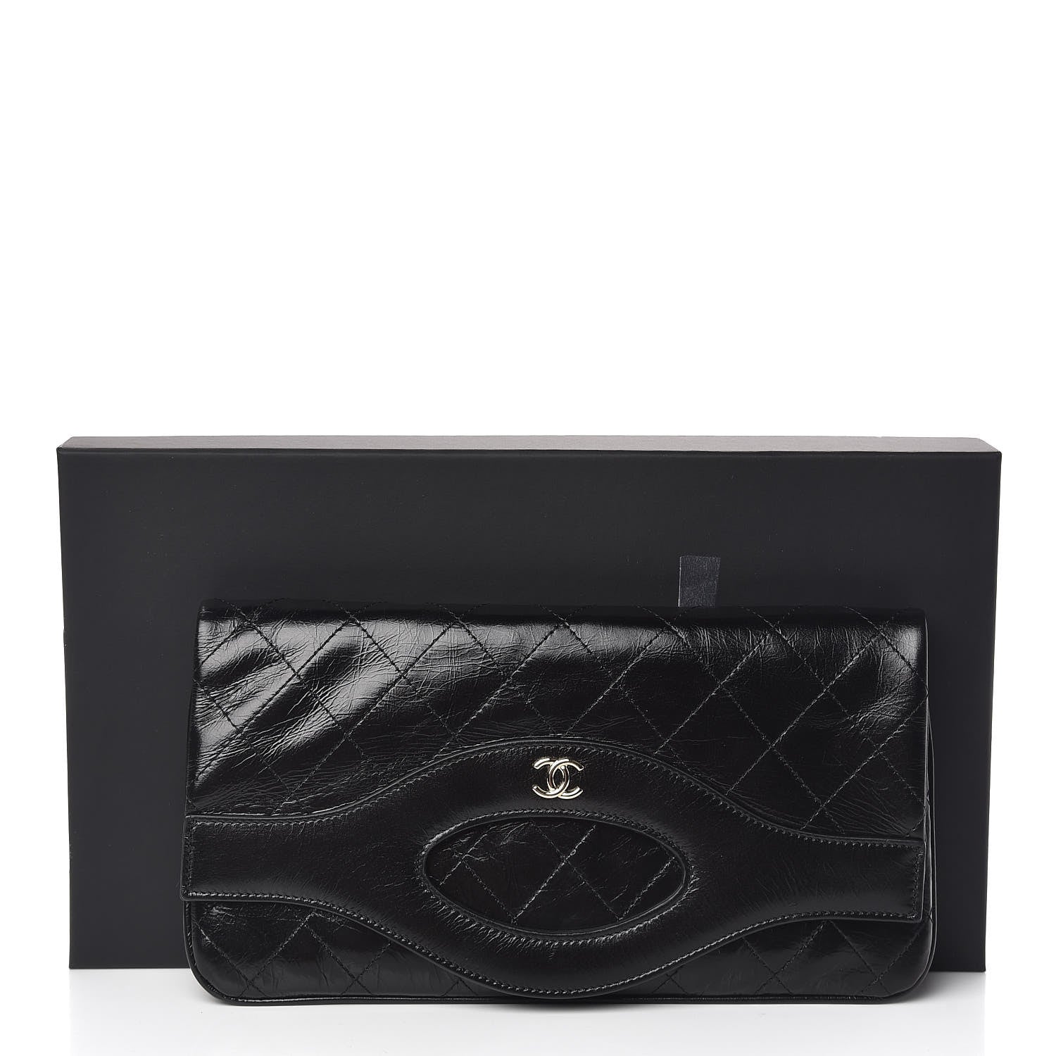 Chanel Shiny Crumpled Calfskin Small 31 Pouch Black 8 of 8