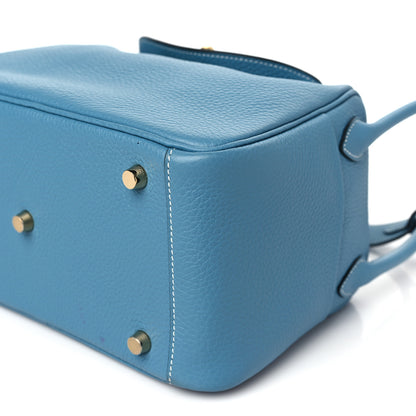 Hermes Taurillon Clemence Lindy 30 New Blue Jean 10 of 10