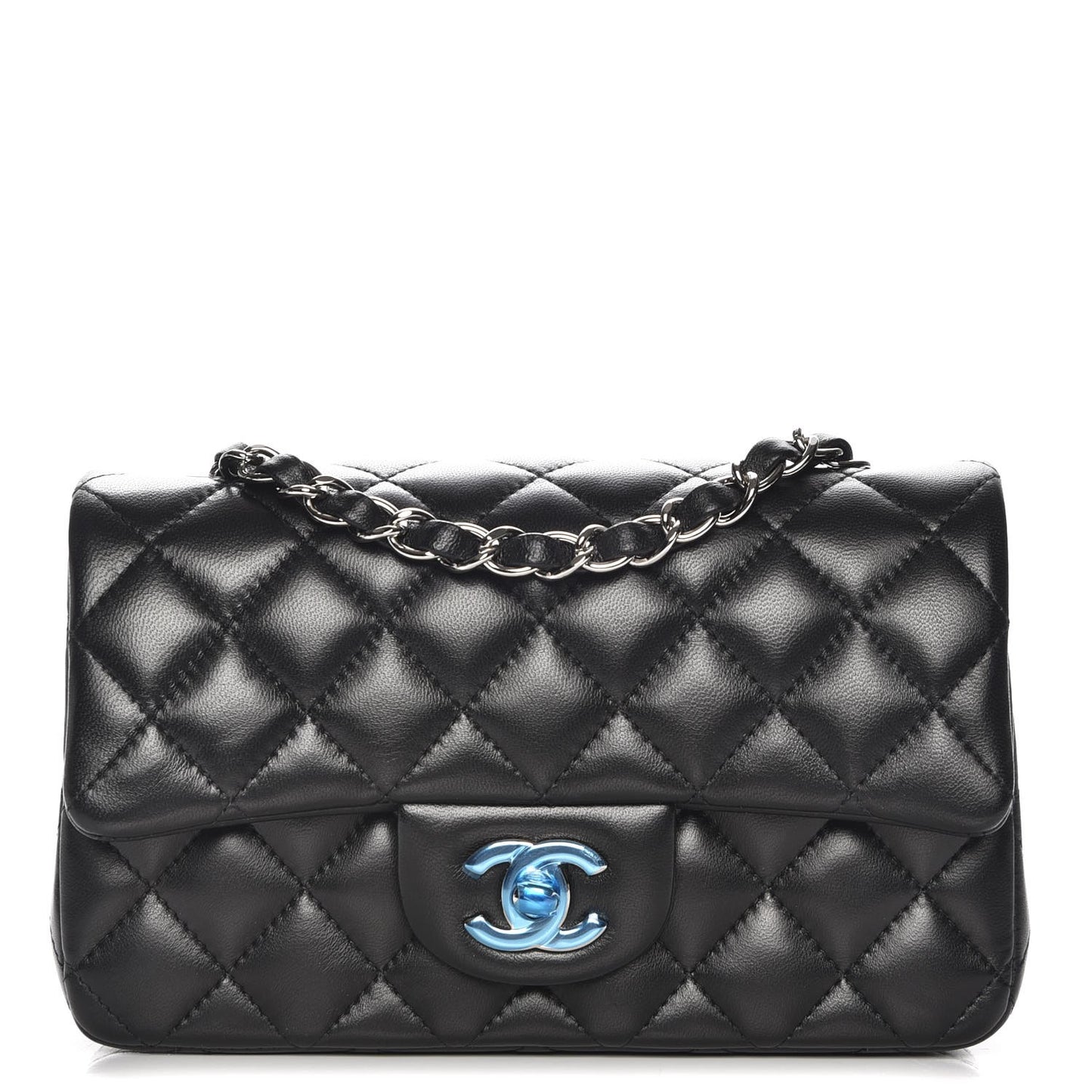 Lambskin Quilted Mini Rectangular Flap Black