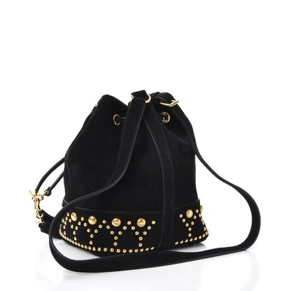 Saint Laurent Suede Small Y Studs Bucket Bag Black 3 of 7
