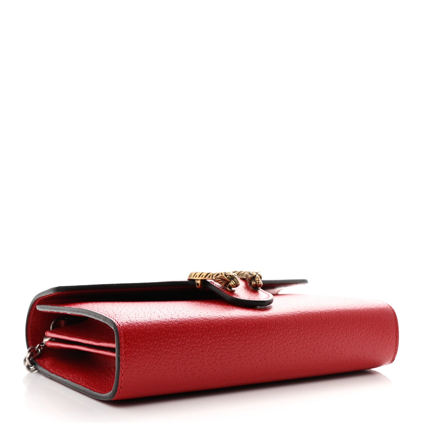 Calfskin Web Mini Dionysus Chain Wallet Hibiscus Red