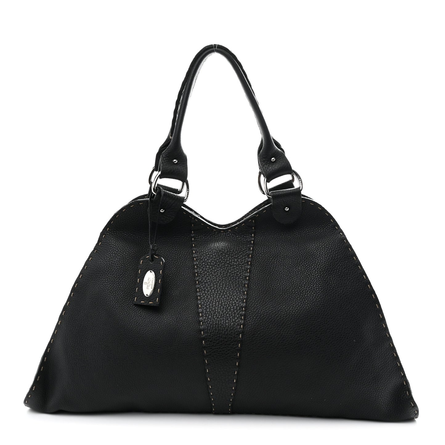 Calfskin Romano Selleria Diablo Large Shopper Black