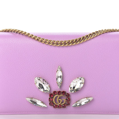 Gucci Calfskin Marquise Crystals Mini GG Chain Wallet Malva 11 of 12