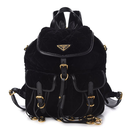 Prada Velluto Velvet Impunture Corsaire Backpack Black 1 of 10