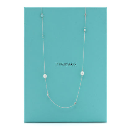 Tiffany Sterling Silver Diamond Pearl Turquoise Elsa Peretti Color By The Yard Sprinkle Necklace 5 of 5