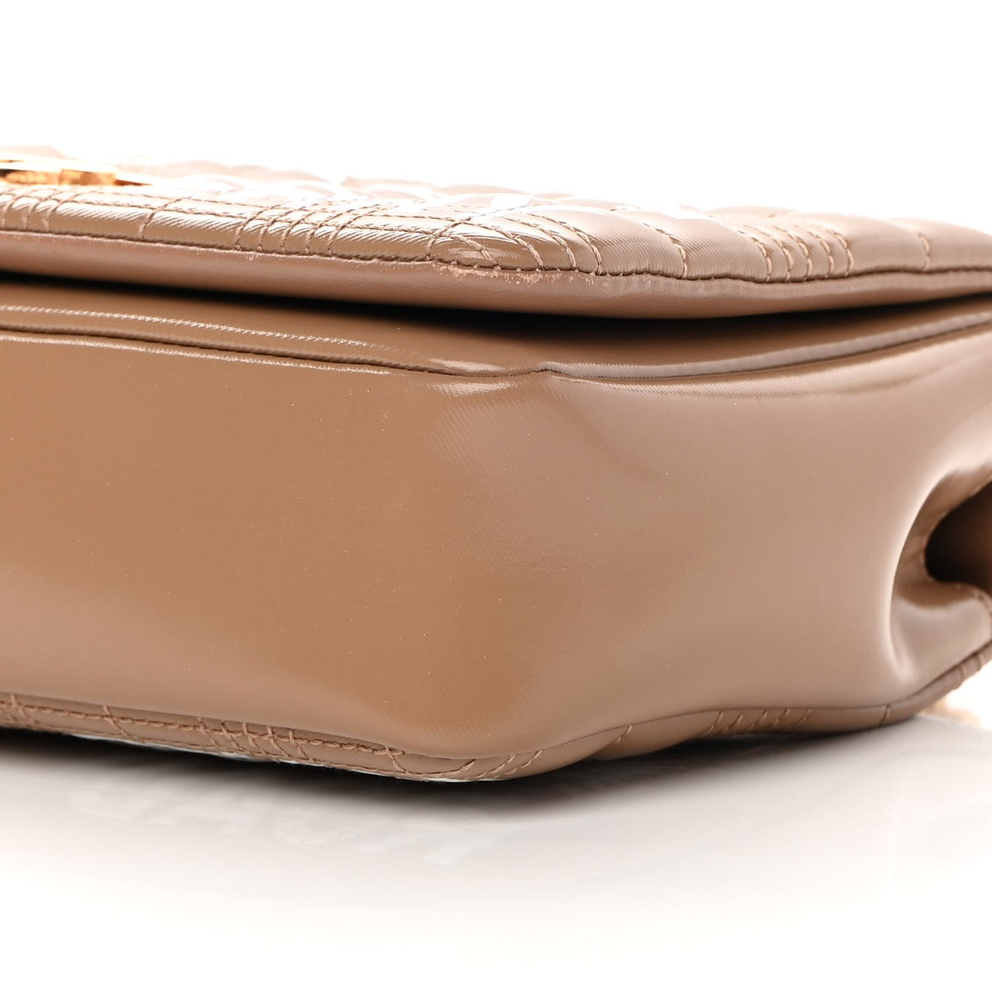 Patent Quilted Horseferry Print Small Lola Bag Tan