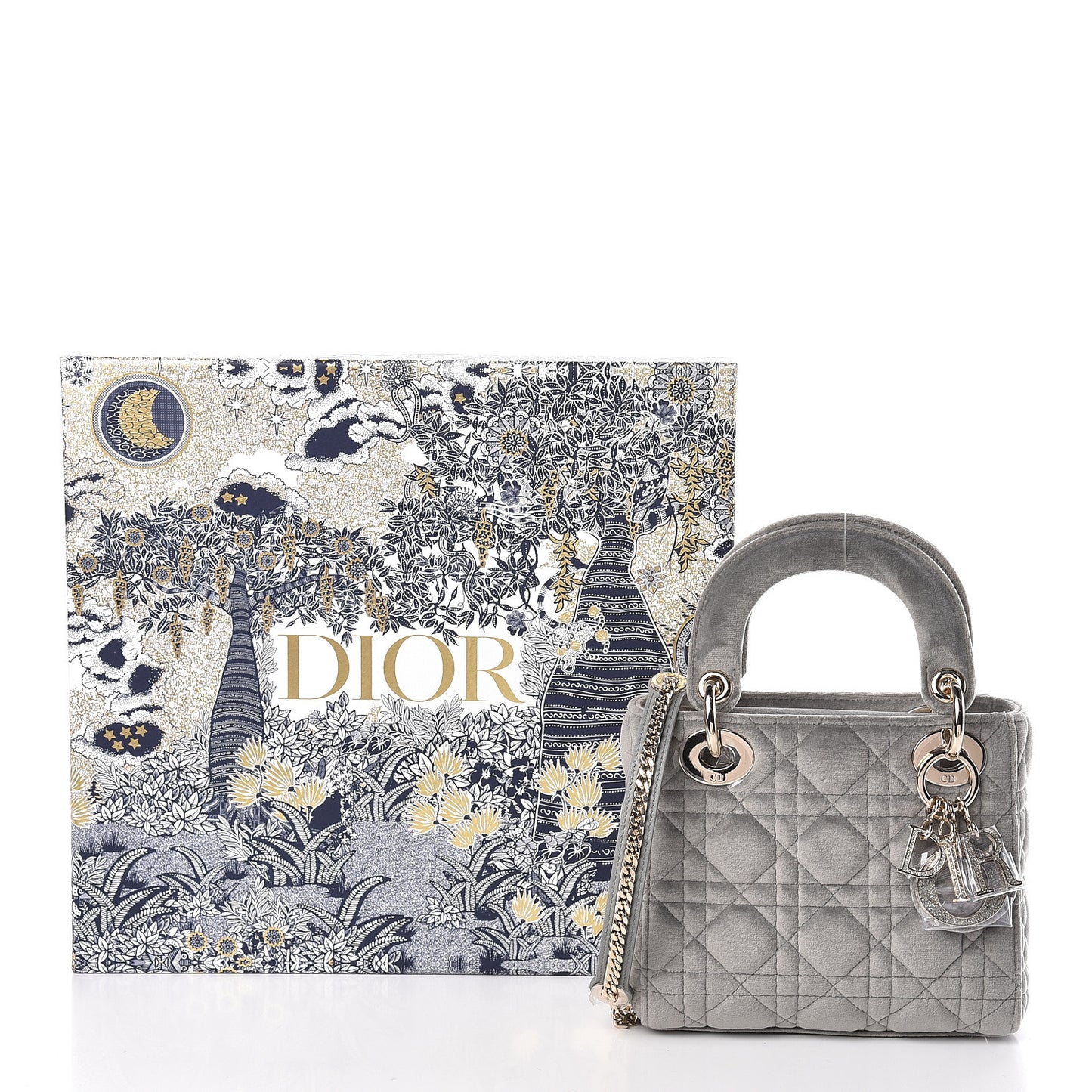 Velvet Mini Lady Dior Gray