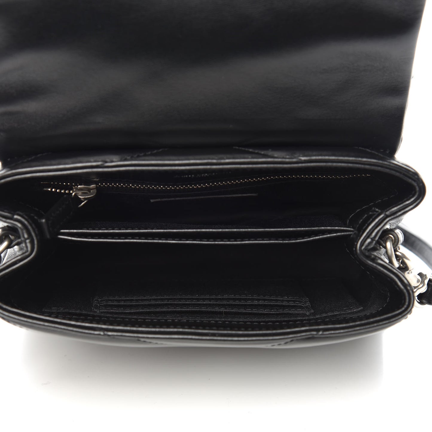 Calfskin Y Quilted Monogram Toy Loulou Crossbody Bag Black