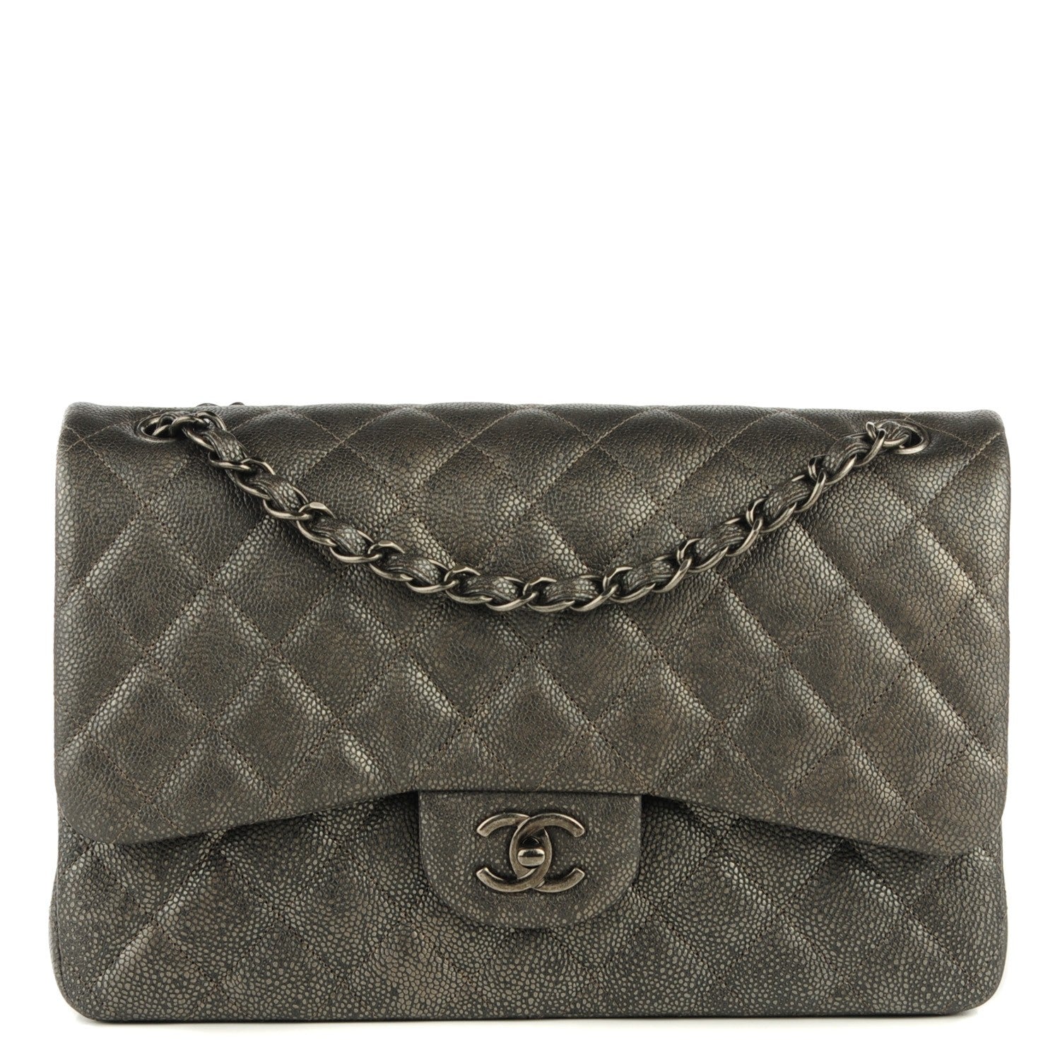 Chanel Iridescent Caviar Quilted Jumbo Double Flap Dark Silver 1 of 7