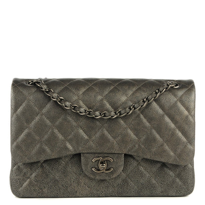 Chanel Iridescent Caviar Quilted Jumbo Double Flap Dark Silver 1 of 7