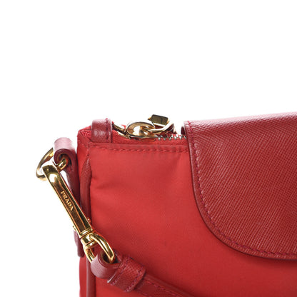 Prada Tessuto Nylon Saffiano Crossbody Bag Rosso 16 of 17