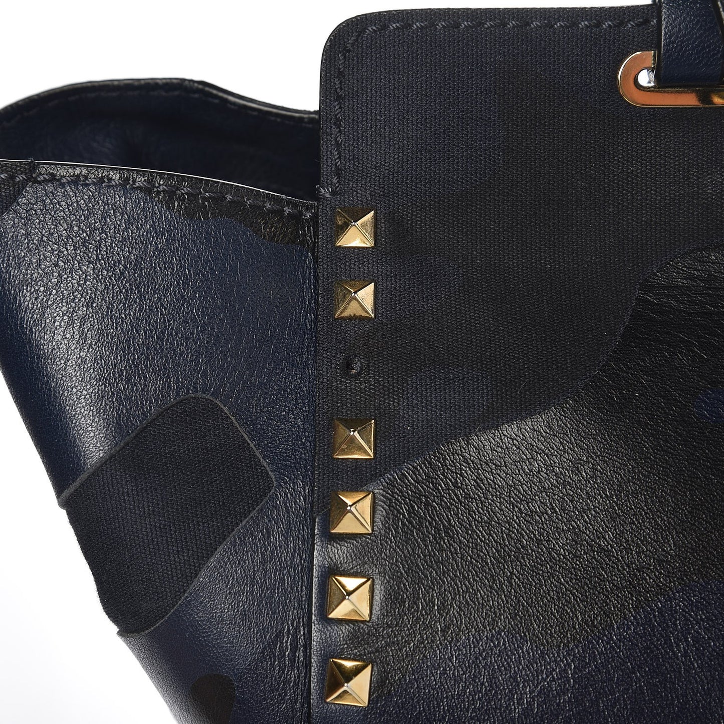 Nappa Canvas Camouflage Medium Rockstud Tote Marine