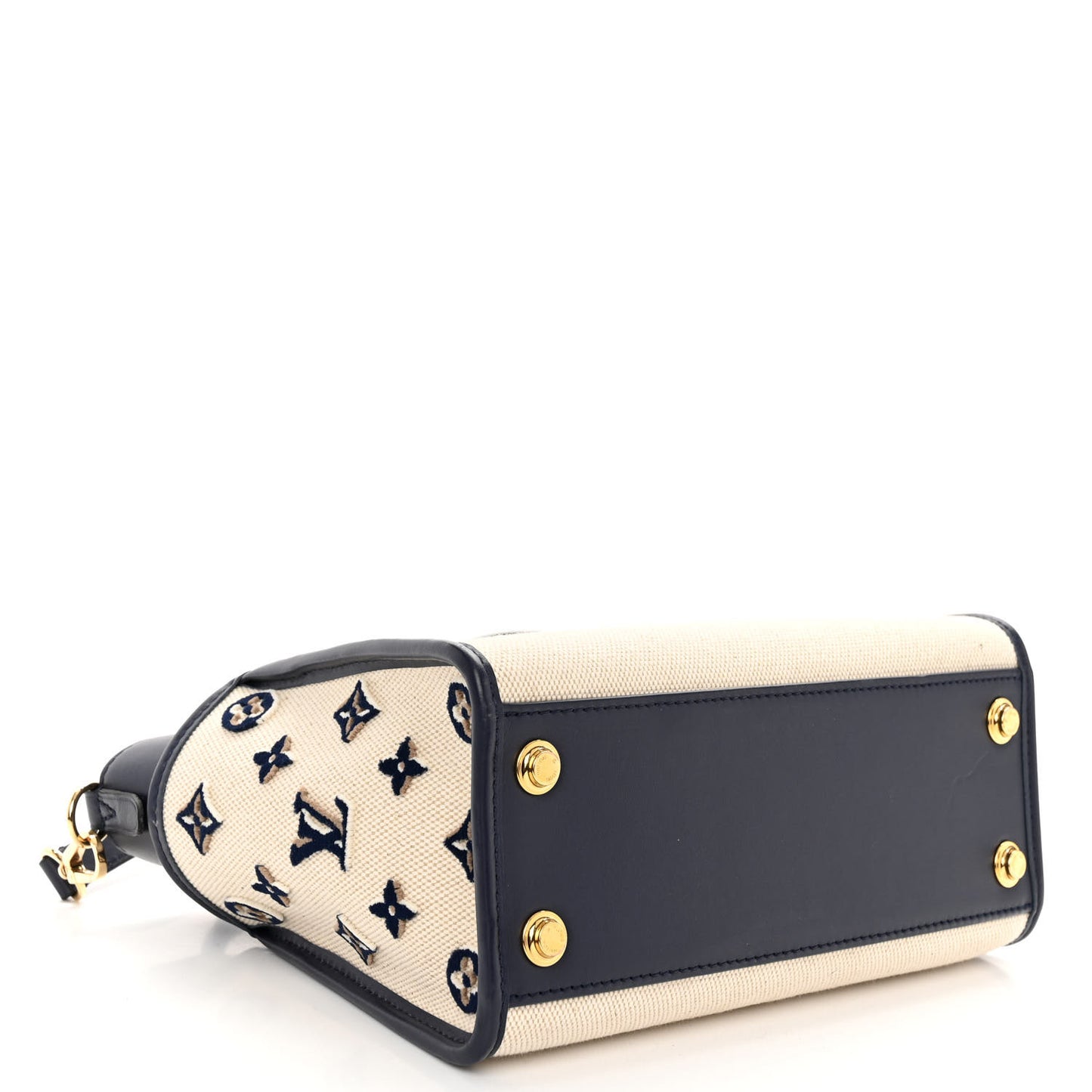Canvas Calfskin Monogram On My Side PM Navy Blue