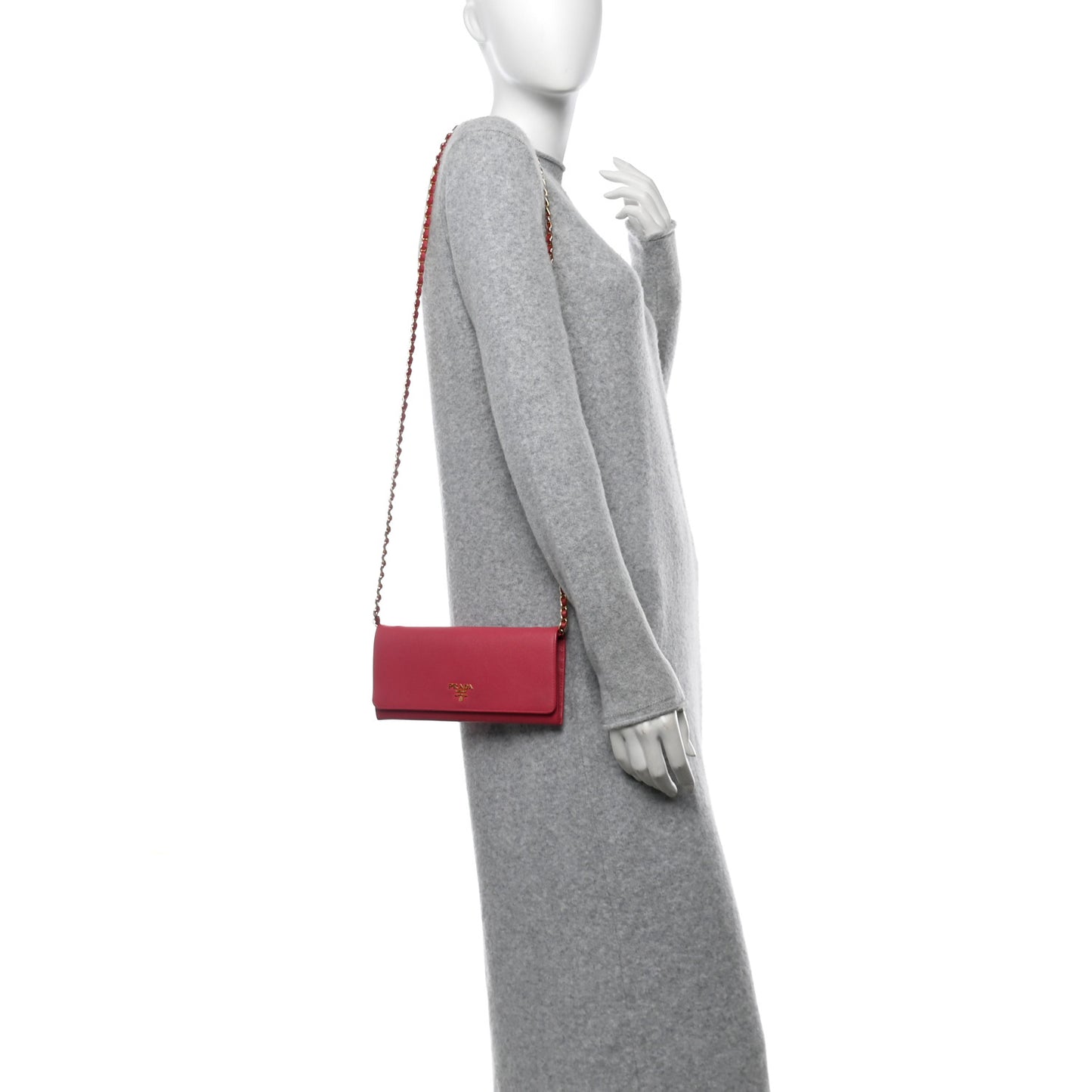 Saffiano Metal Oro Chain Wallet Peonia