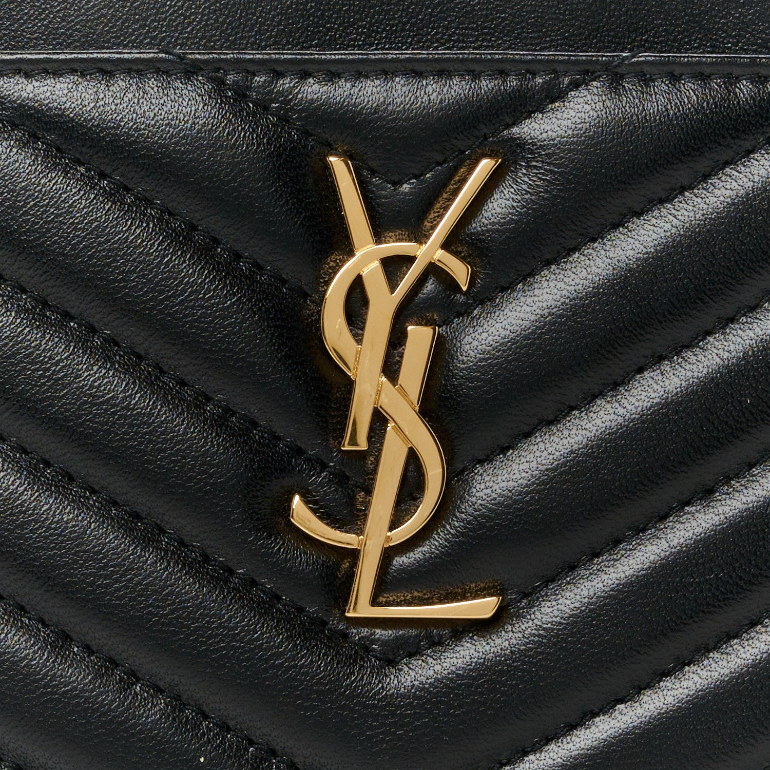Saint Laurent Lambskin Chevron Monogram Large Bill Pouch Black 9 of 9