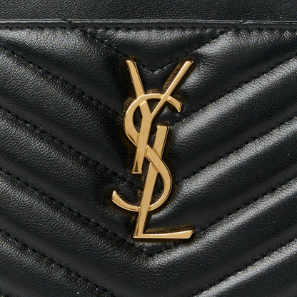 Saint Laurent Lambskin Chevron Monogram Large Bill Pouch Black 9 of 9