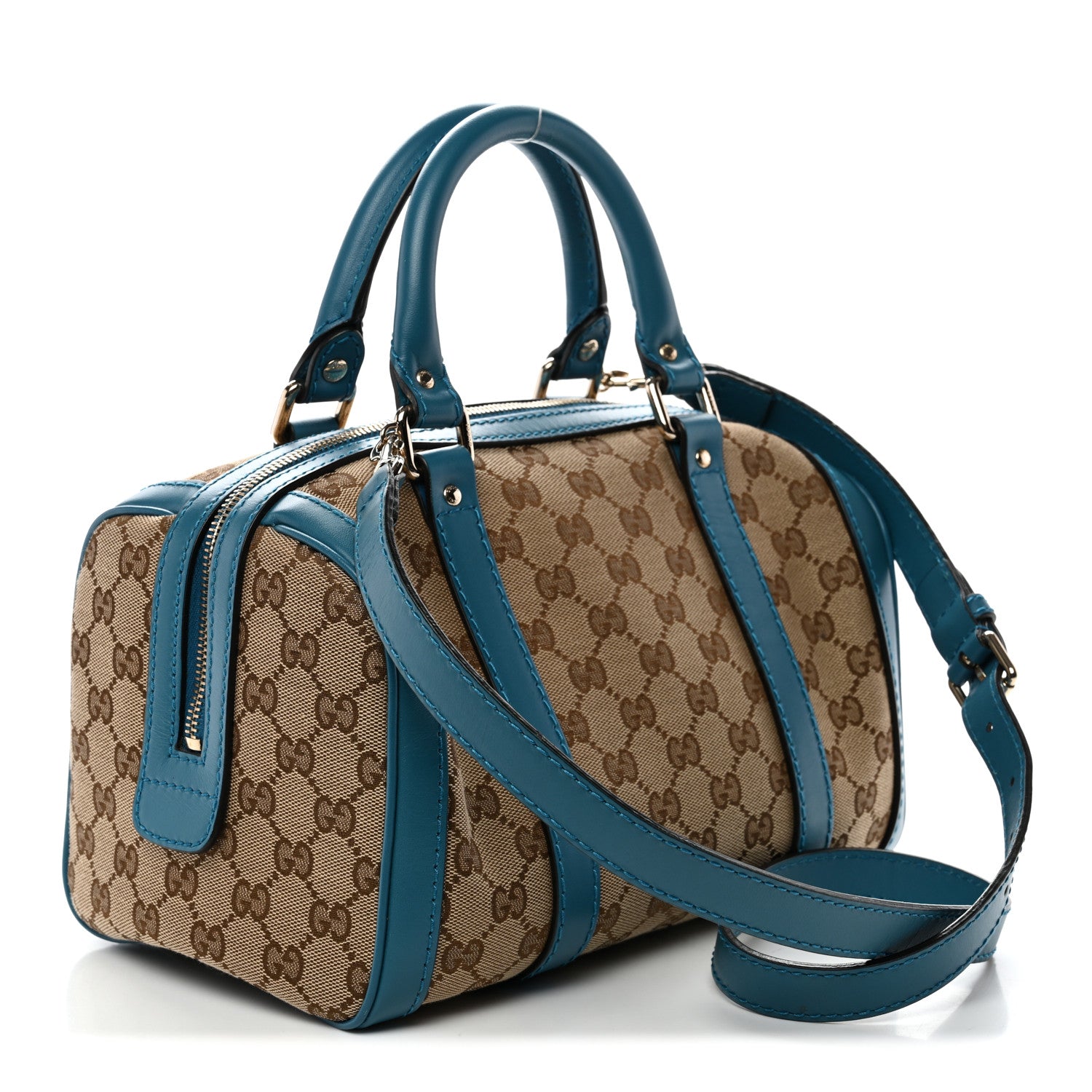 Gucci Monogram Small Boston Beige Deep Cobalt 3 of 13