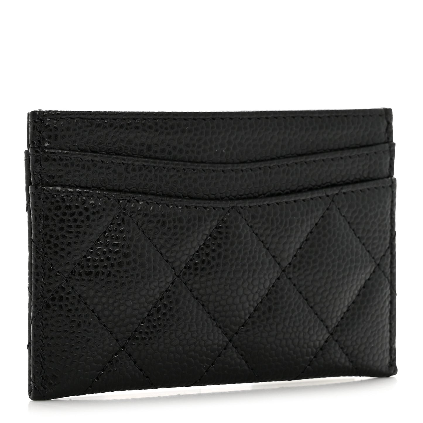 Caviar Quilted Card Holder Black