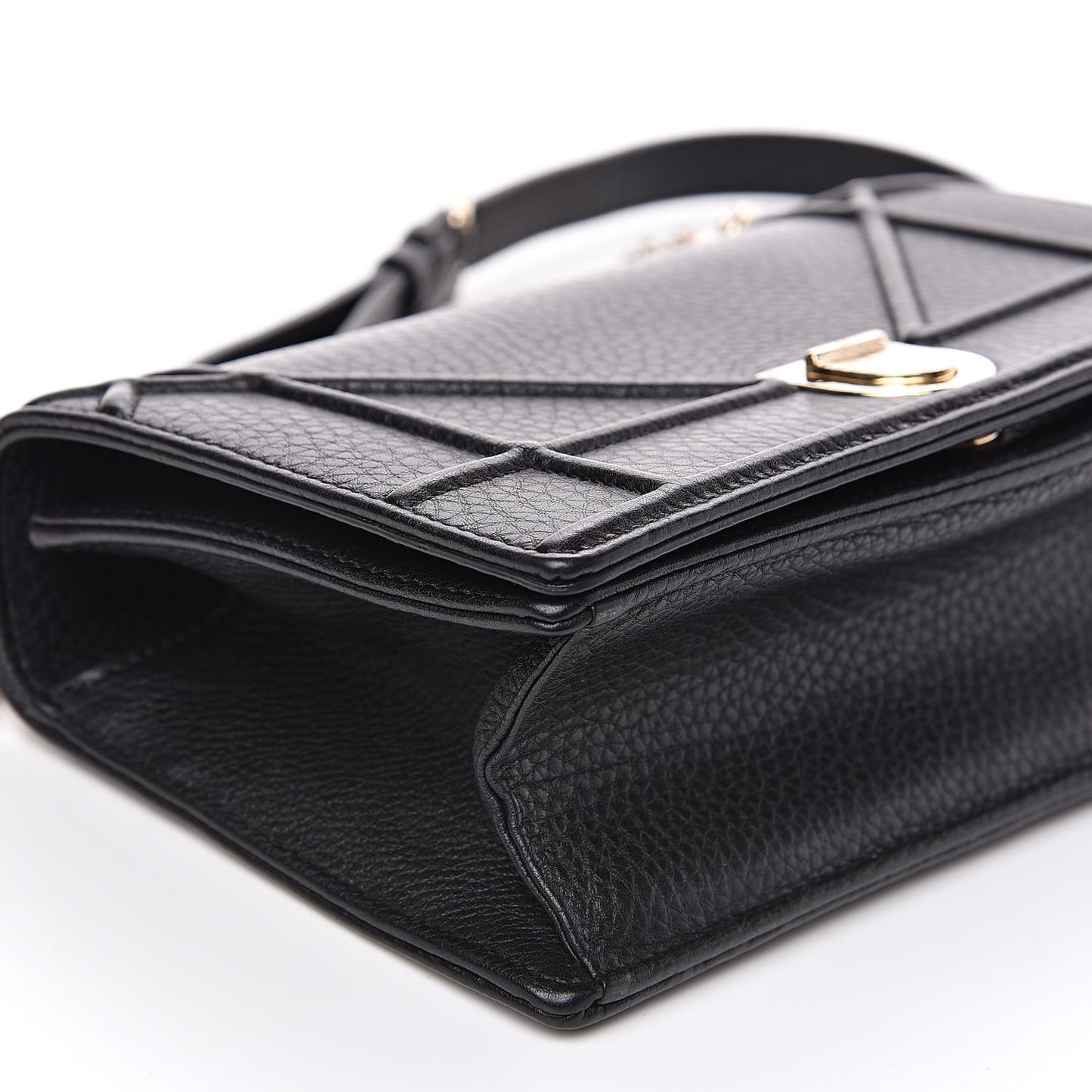 Grained Calfskin Small Diorama Flap Bag Black
