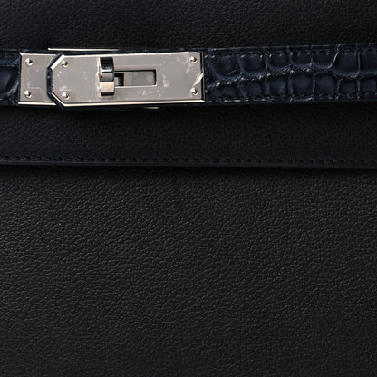 Hermes Evergrain Matte Alligator Kelly Depeches 25 Pouch Black Bleu Nuit 11 of 12