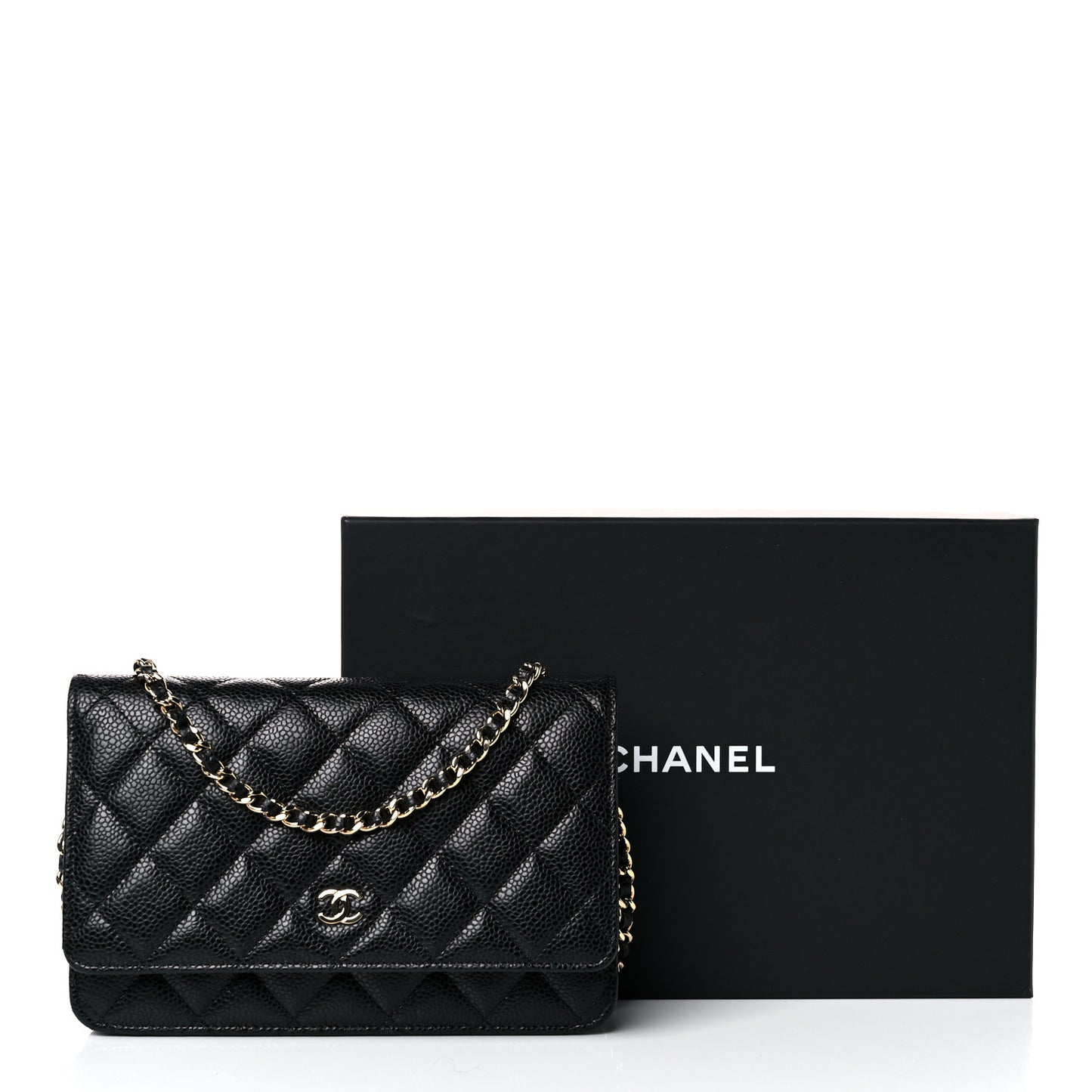 Caviar Quilted Wallet On Chain WOC Black