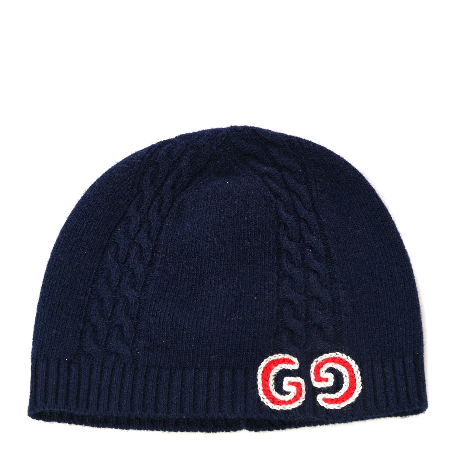 Gucci Wool Knit GG Monogram Beanie Hat L Navy 1 of 8