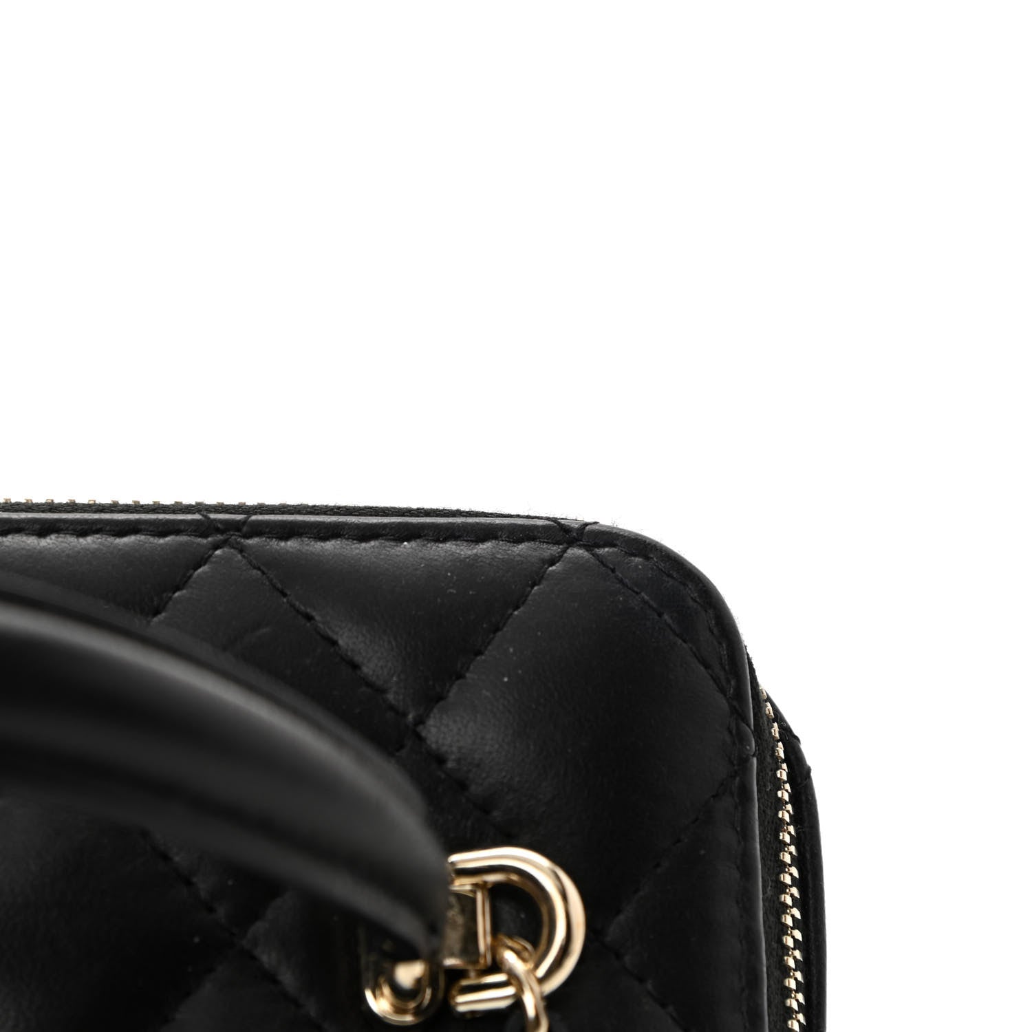 Chanel Lambskin Quilted Small Top Handle Vanity Case With Chain Black 12 of 13