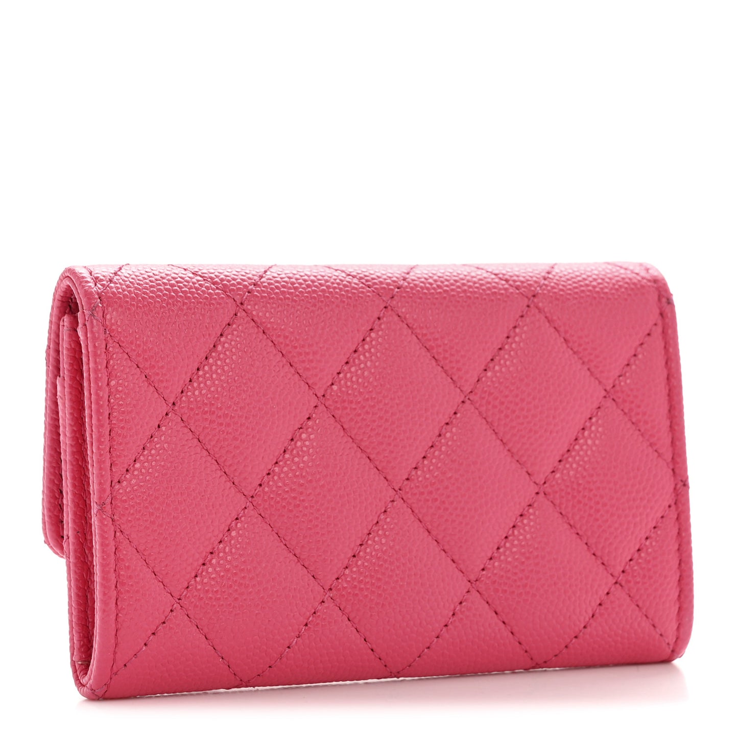 Caviar Quilted Chanel 19 Flap Card Holder Wallet Dark Pink