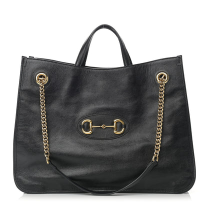 Gucci Calfskin Large Horsebit 1955 Tote Bag Black 1 of 13