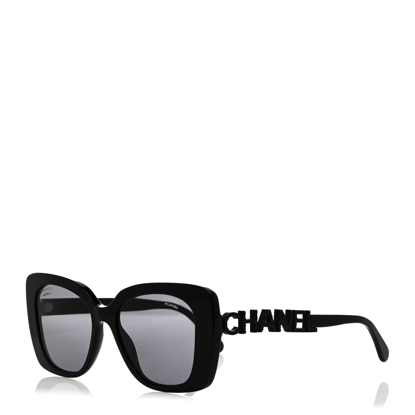 Acetate Strass Polarized Square Sunglasses 5422-B Black