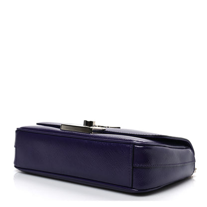 Prada Saffiano Vernice Sound Flap Chain Crossbody Bag Viola 7 of 7