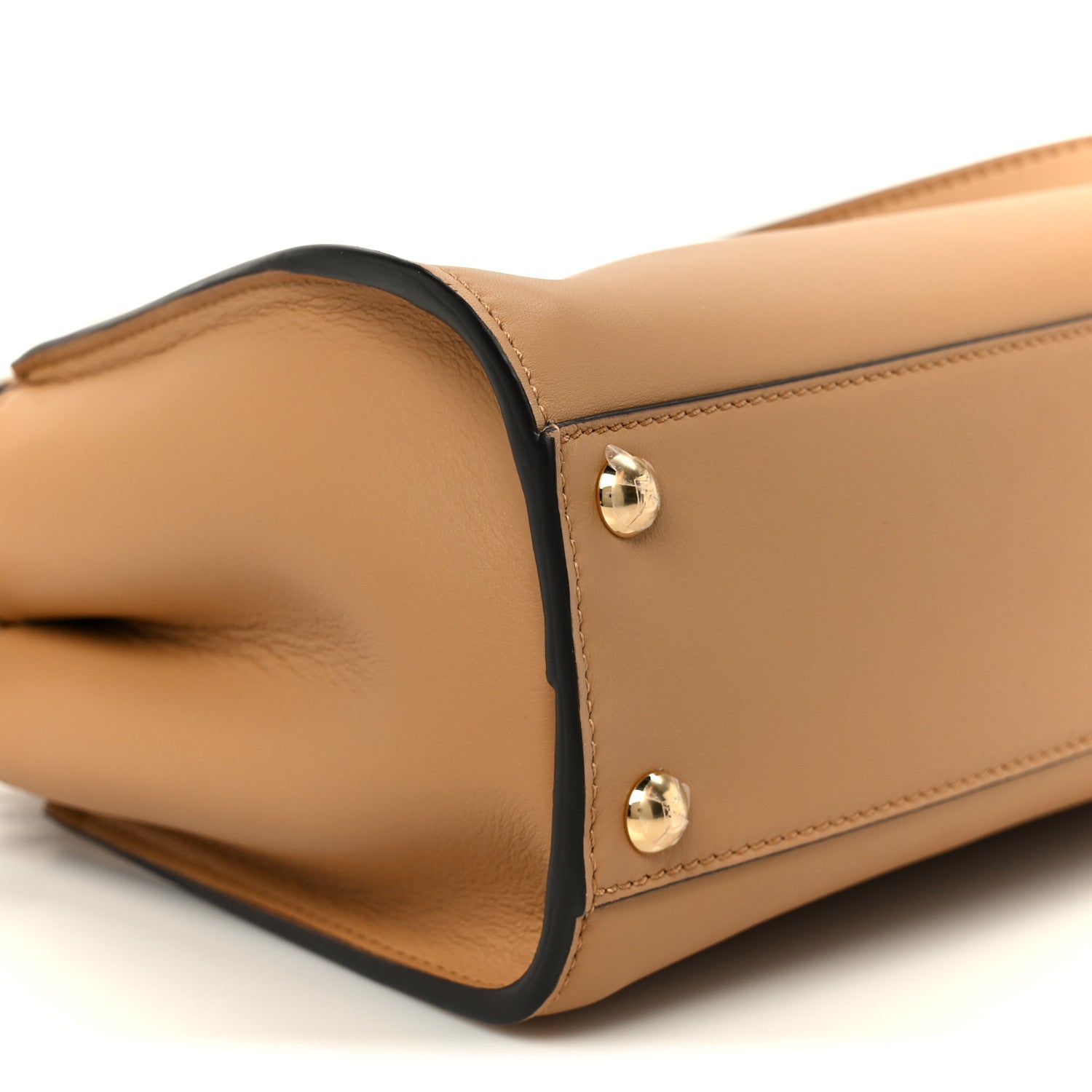 Fendi Vitello Seta Canvas FF Embroidered Mini Peekaboo Iconic Satchel Miele Scuro Poudre 10 of 12