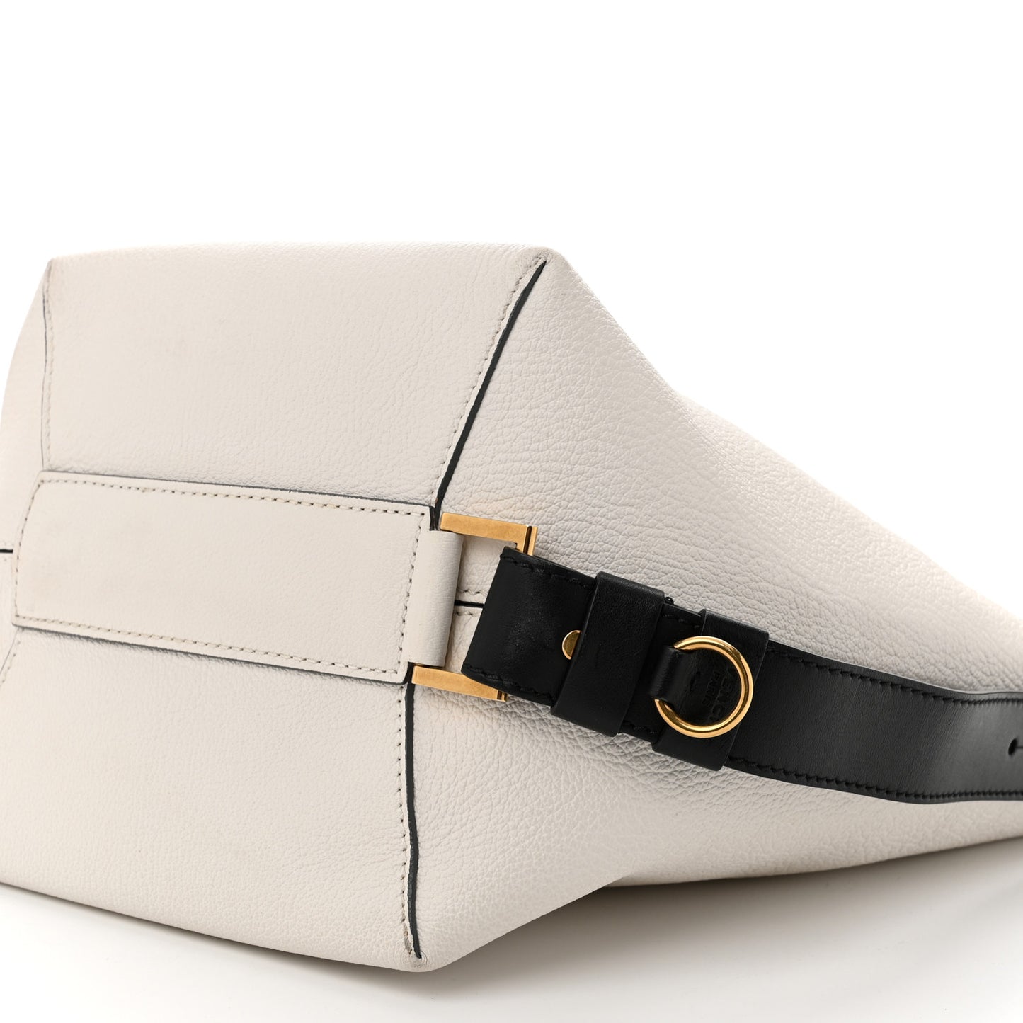 Grained Calfskin Medium GV Bucket Bag White