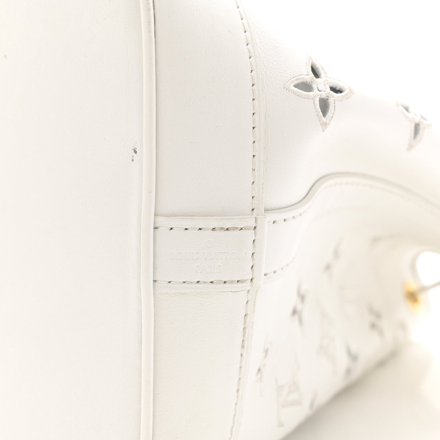 Calfskin Monogram Cutout Petit Noe White