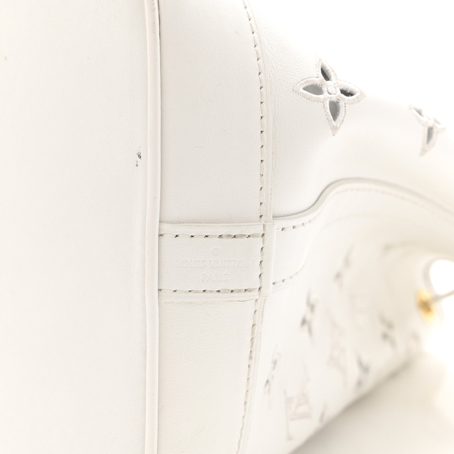 Louis Vuitton Calfskin Monogram Cutout Petit Noe White 15 of 16