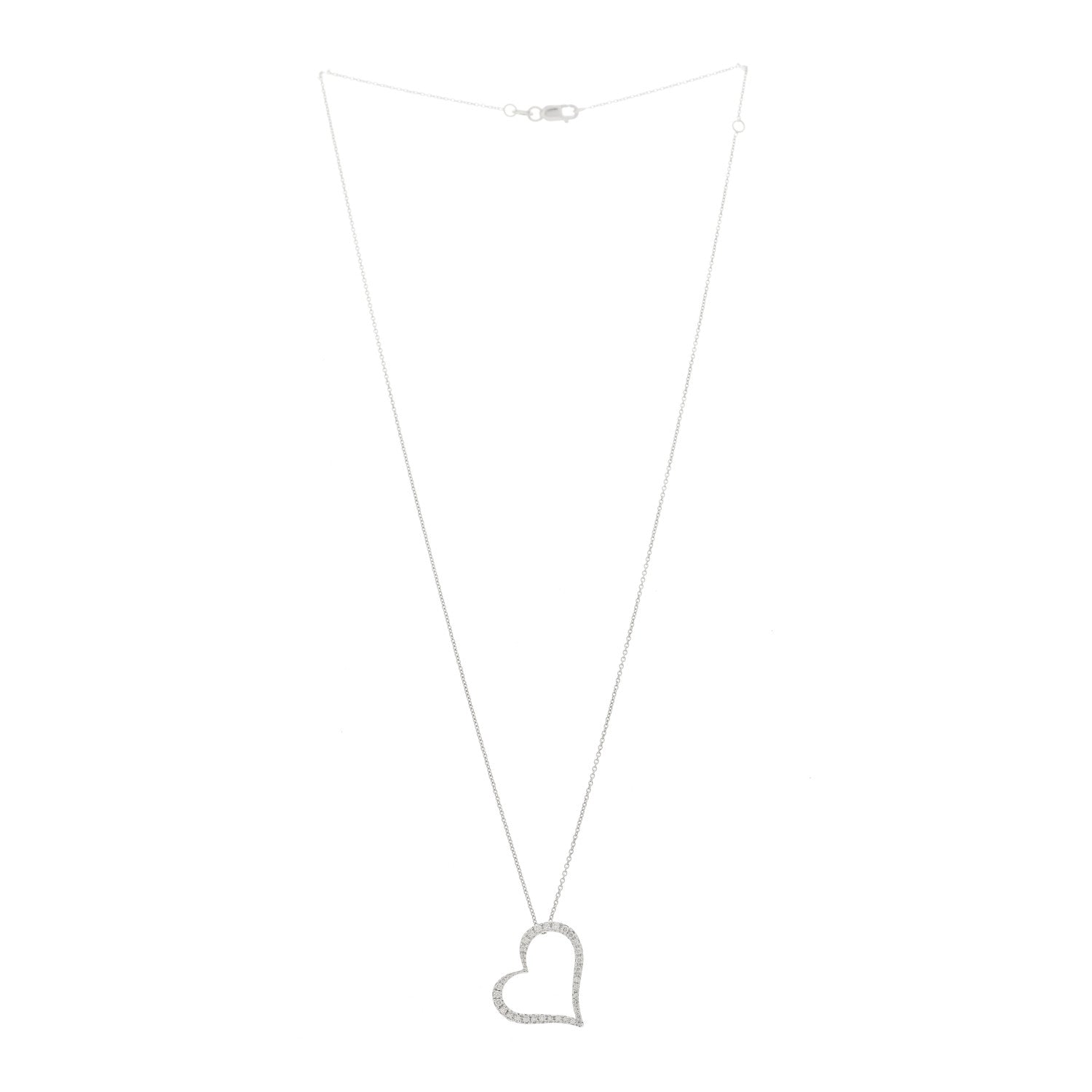 Roberto Coin 18K White Gold Diamond .22ct Tiny Treasures Heart Pendant Necklace 3 of 6