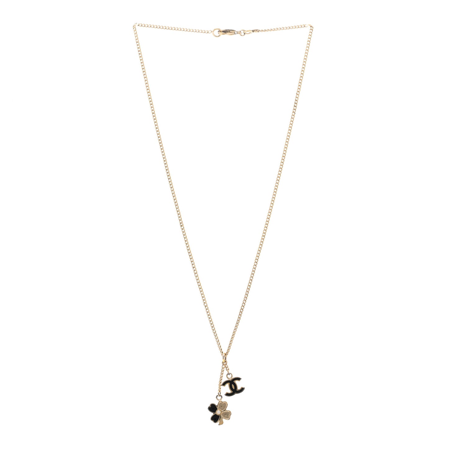 Enamel CC Camelia Necklace Gold Black