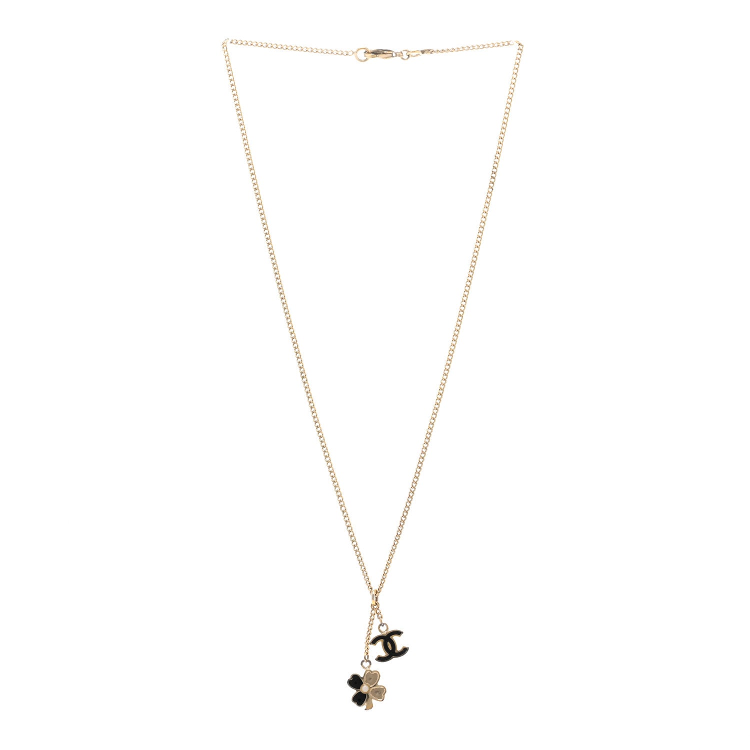 Chanel Enamel CC Camelia Necklace Gold Black 3 of 6