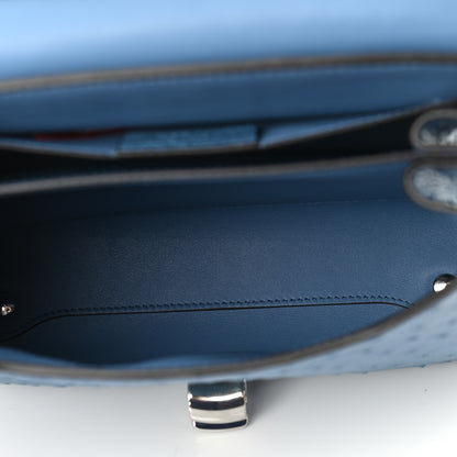 Salvatore Ferragamo Ostrich Gancini Top Handle Satchel Chambray Neutral 7 of 9