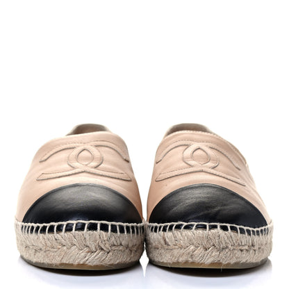 Chanel Lambskin CC Espadrilles 40 Beige Black 2 of 7