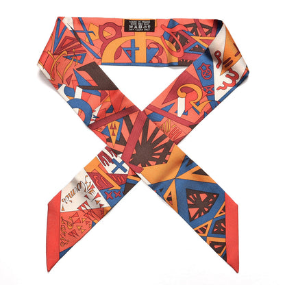 Hermes Silk Le Nombre D'Or Twilly Orange Corail Jaune Doll 1 of 5