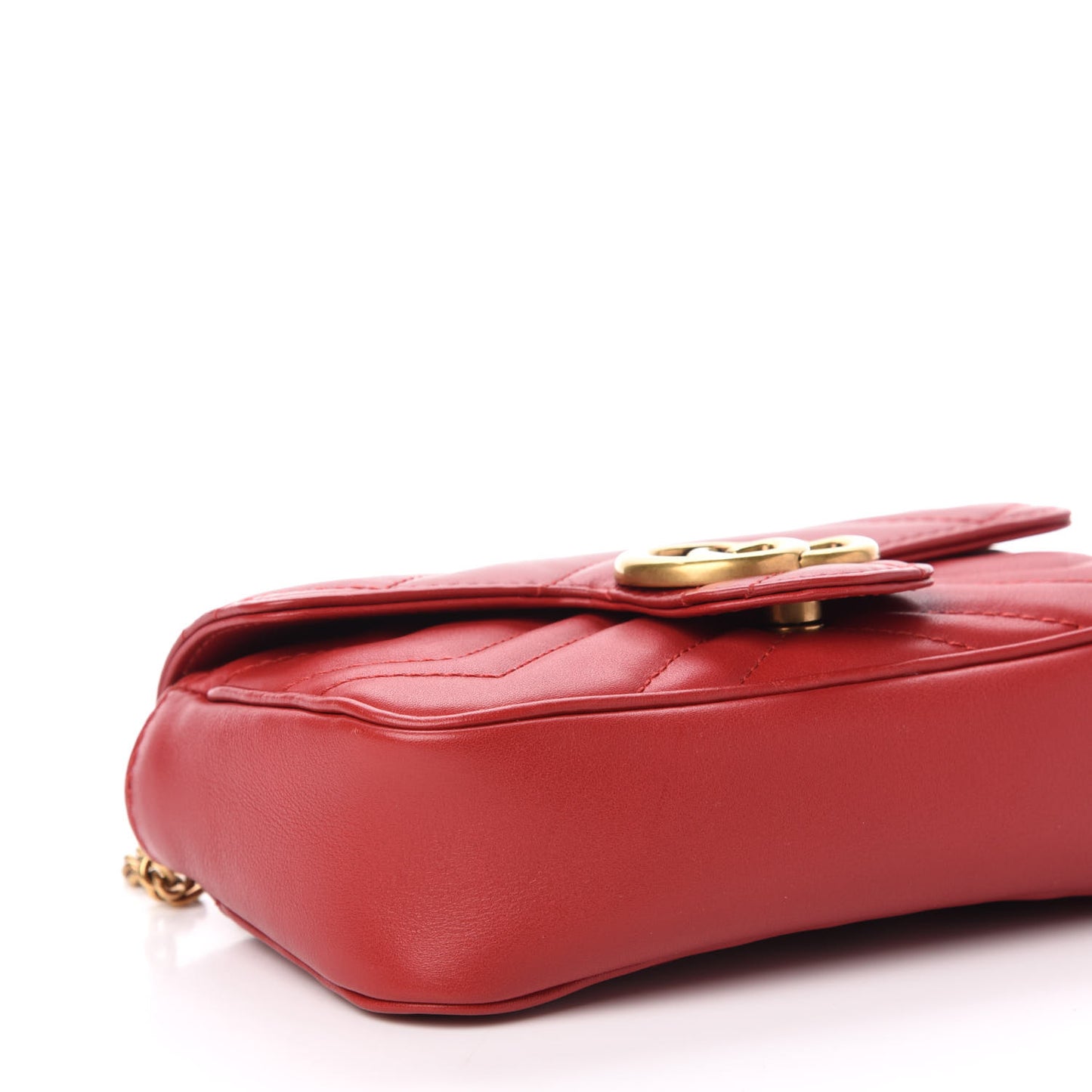 Calfskin Matelasse Super Mini GG Marmont Shoulder Bag Hibiscus Red