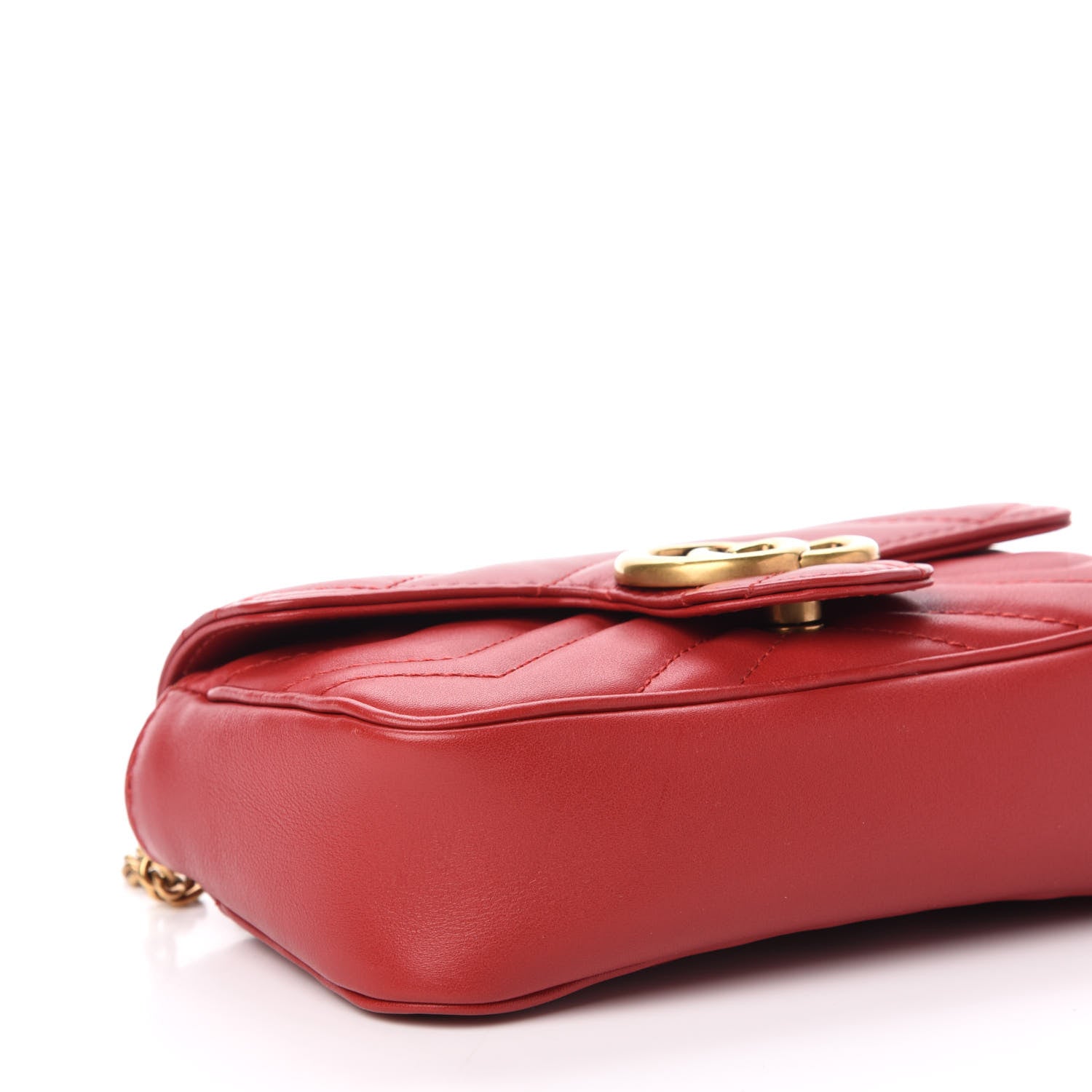Gucci Calfskin Matelasse Super Mini GG Marmont Shoulder Bag Hibiscus Red 8 of 11