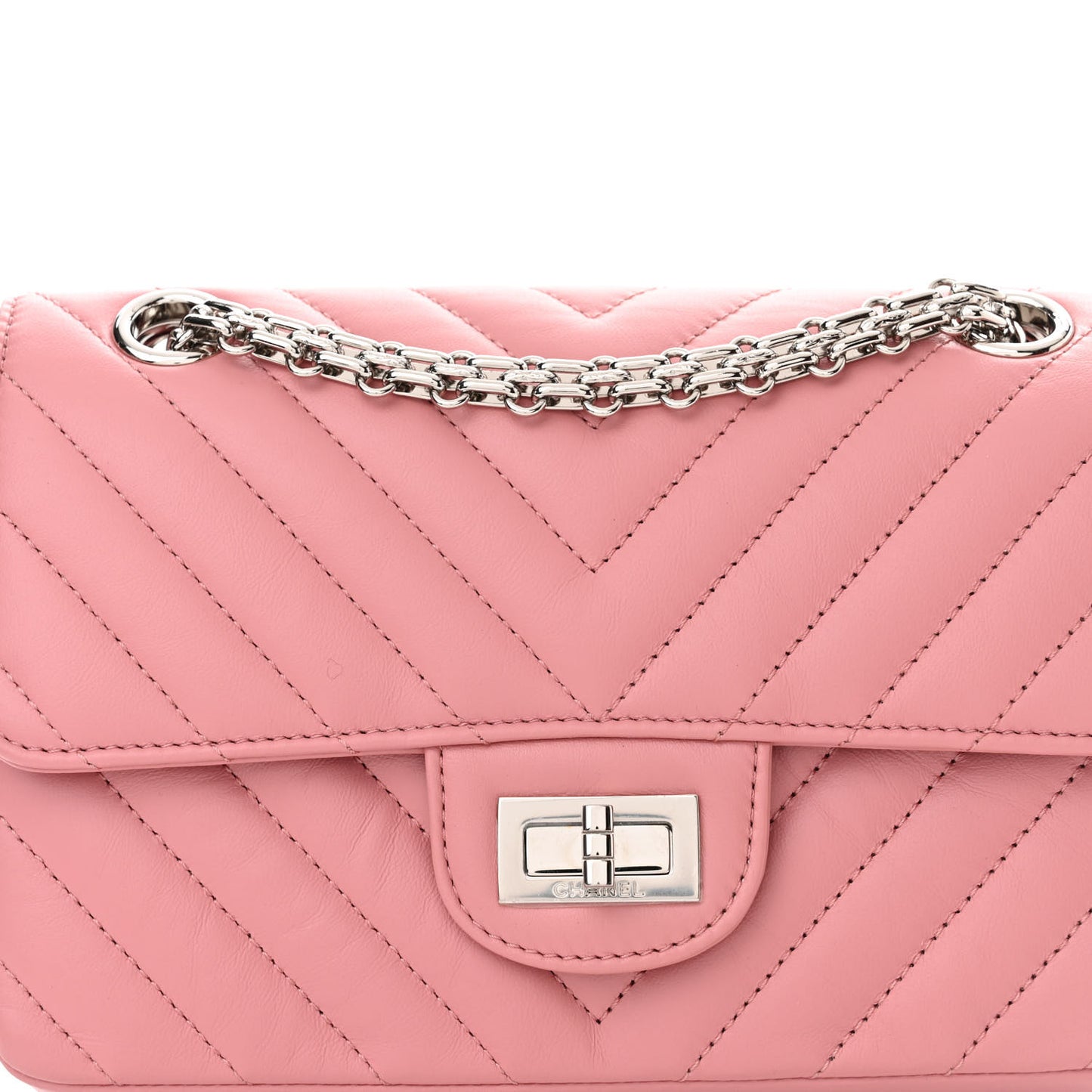 Aged Calfskin Chevron Quilted 2.55 Reissue Mini Flap Pink