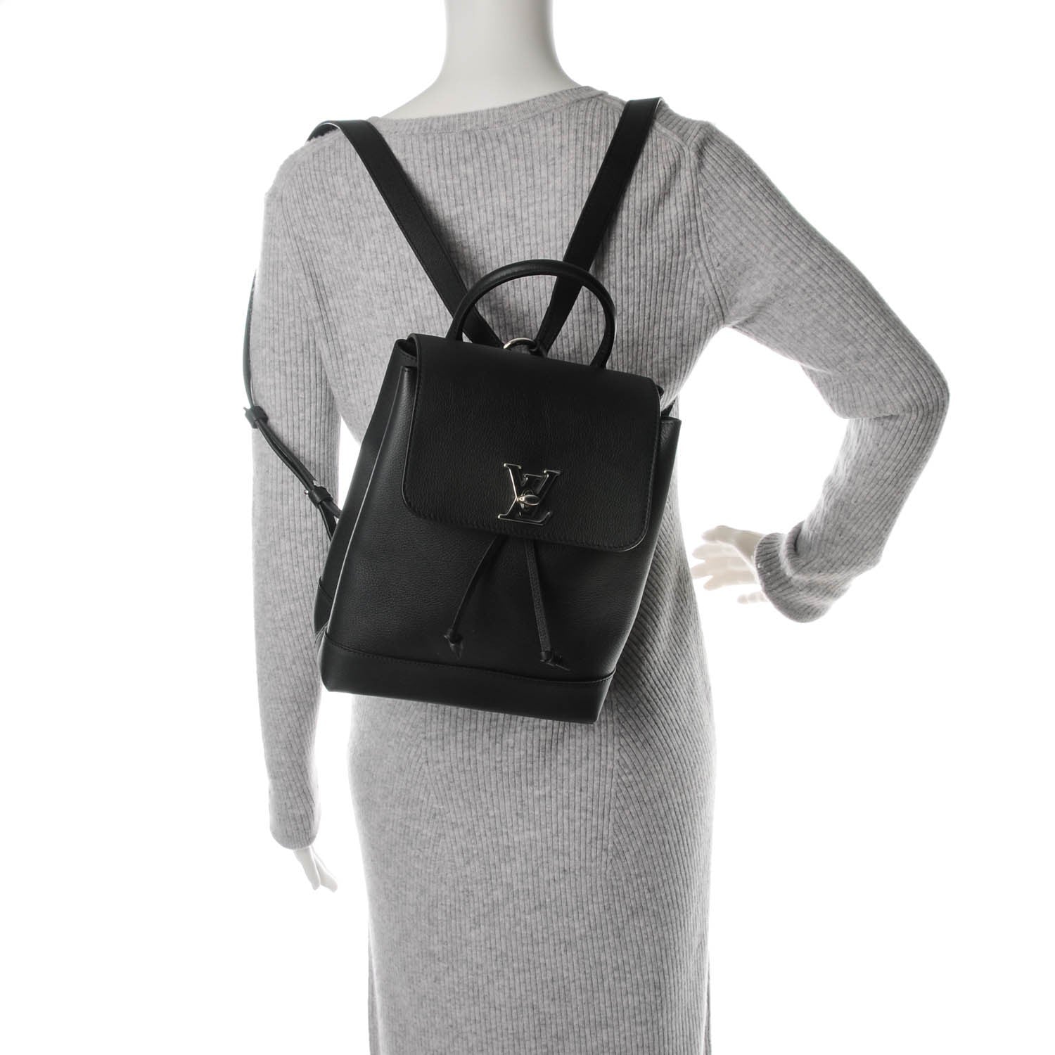Louis Vuitton Calfskin Lockme Backpack Black 2 of 7