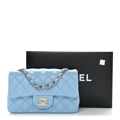 Chanel Lambskin Quilted Mini Rectangular Flap Light Blue 11 of 11
