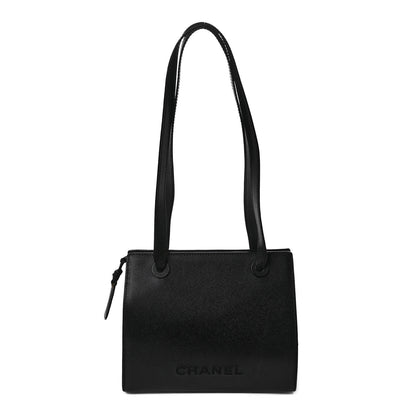 Chanel Grained Calfskin Logo Shoulder Bag Black 1 of 8